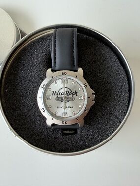 Hard Rock Punta Cana Silver Watch with Black Strap